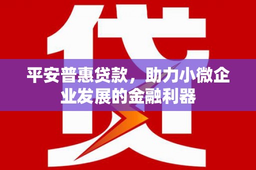 江海平安普惠贷款，助力小微企业发展的金融利器