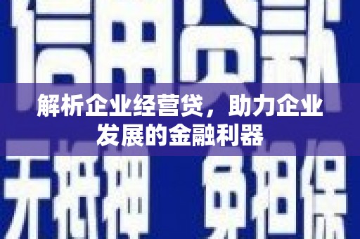 江海解析企业经营贷，助力企业发展的金融利器