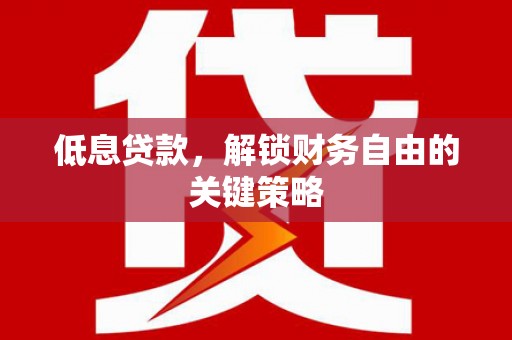 江海低息贷款，解锁财务自由的关键策略