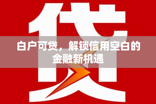 江海白户可贷，解锁信用空白的金融新机遇