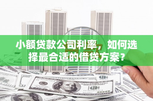 江海小额贷款公司利率，如何选择最合适的借贷方案？